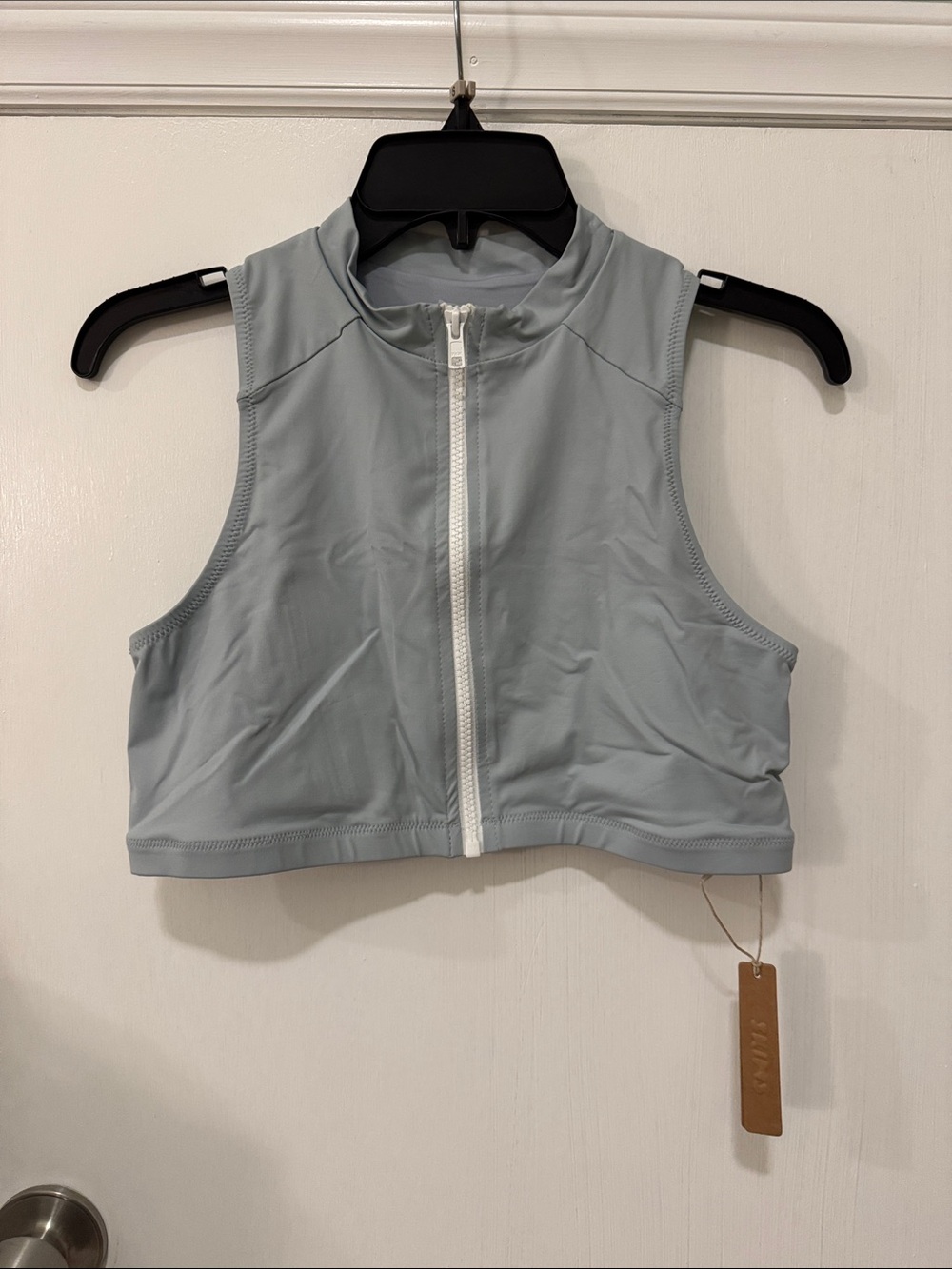 NWT SKIMS Swim: Zip Up Swim Mock Neck Top - Picture 2 of 8